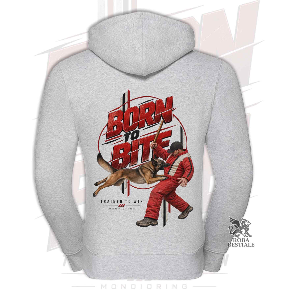 Felpa PASTORE BELGA MALINOIS - Cappuccio e Cerniera - Collezione Born To Bite