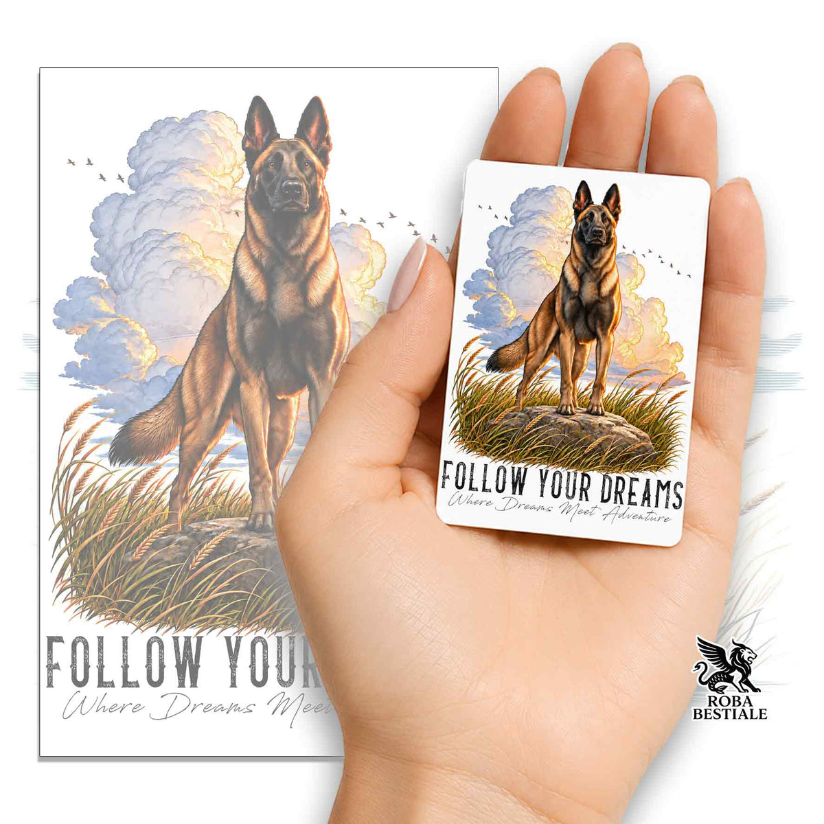 Magnet CITATIONS "RÊVE" - BERGER BELGE MALINOIS - en MDF, 7x5 cm