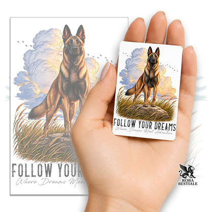 Magnet CITATIONS "RÊVE" - BERGER BELGE MALINOIS - en MDF, 7x5 cm