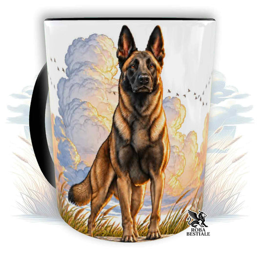 Mug CITATIONS "RÊVE" - BERGER BELGE MALINOIS - En céramique, avec anse et intérieur de différentes couleurs - 330 ml