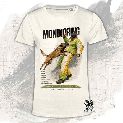 T-shirt beige stampata con una grafica dedicata al Mondioring, collezione Zero DIstance