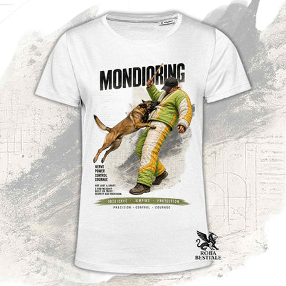 T-shirt bianca stampata con una grafica dedicata al Mondioring, collezione Zero DIstance