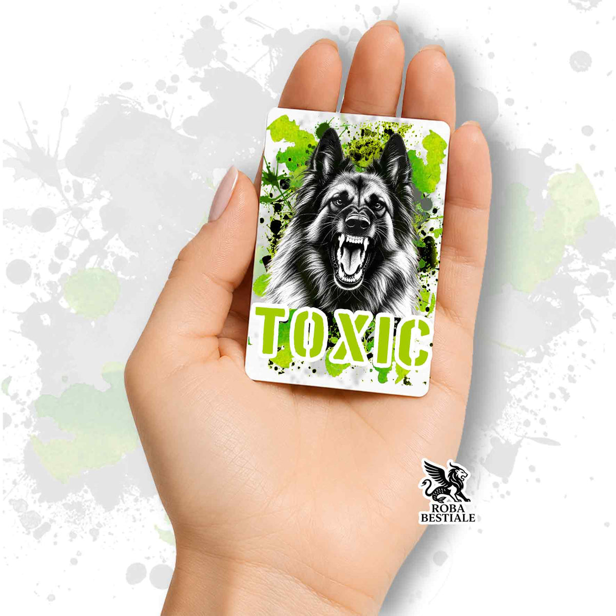 Calamita in MDF con la stampa di un Pastore Belga Tervueren. Idea regalo per amanti dei cani, da Roba Bestiale