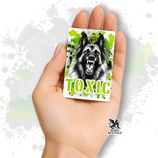 Calamita in MDF con la stampa di un Pastore Belga Tervueren. Idea regalo per amanti dei cani, da Roba Bestiale