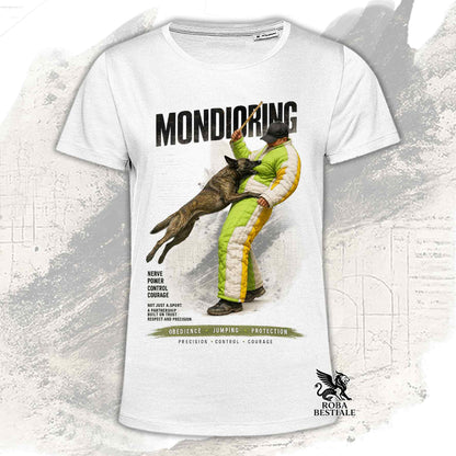 T-shirt bianca stampata con una grafica dedicata al Mondioring, collezione Zero DIstance