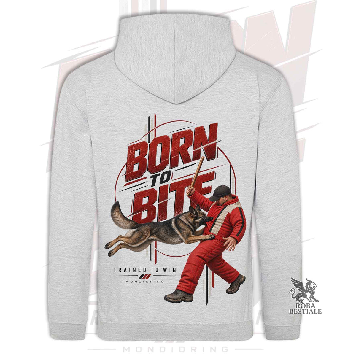 Felpa PASTORE TEDESCO da Lavoro "Grigione" - Cappuccio e Tasconi - Collezione Born To Bite