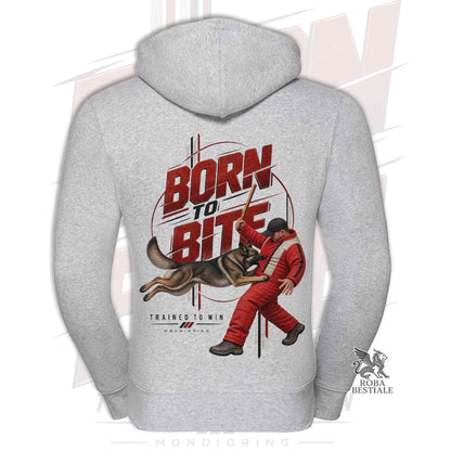 Felpa PASTORE TEDESCO da Lavoro "Grigione" - Cappuccio e Cerniera - Collezione Born To Bite