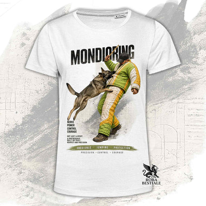 T-shirt bianca stampata con una grafica dedicata al Mondioring, collezione Zero DIstance