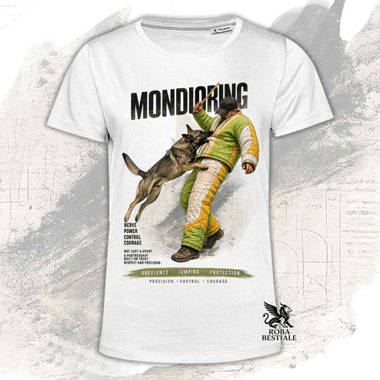 T-shirt bianca stampata con una grafica dedicata al Mondioring, collezione Zero DIstance
