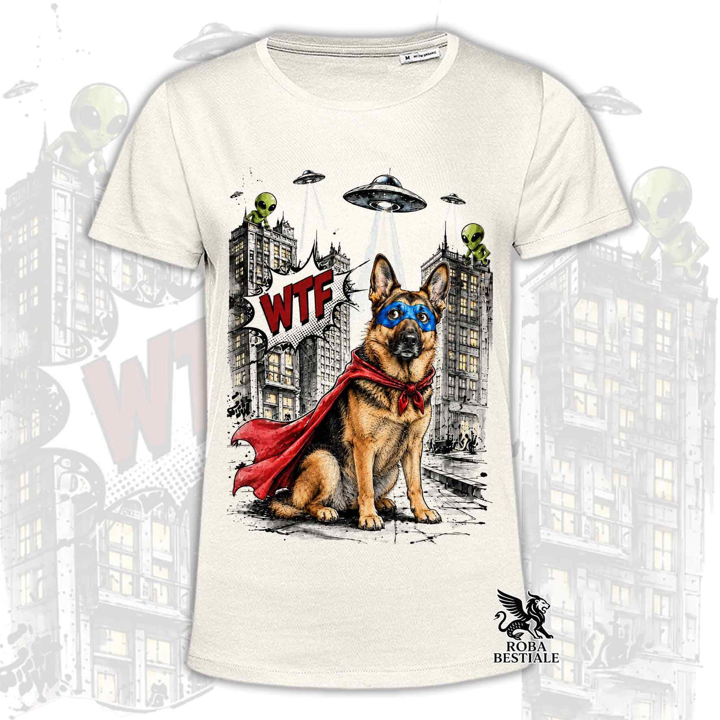 T-Shirt PASTORE TEDESCO a Pelo Corto Nero Focato - Collezione HERO