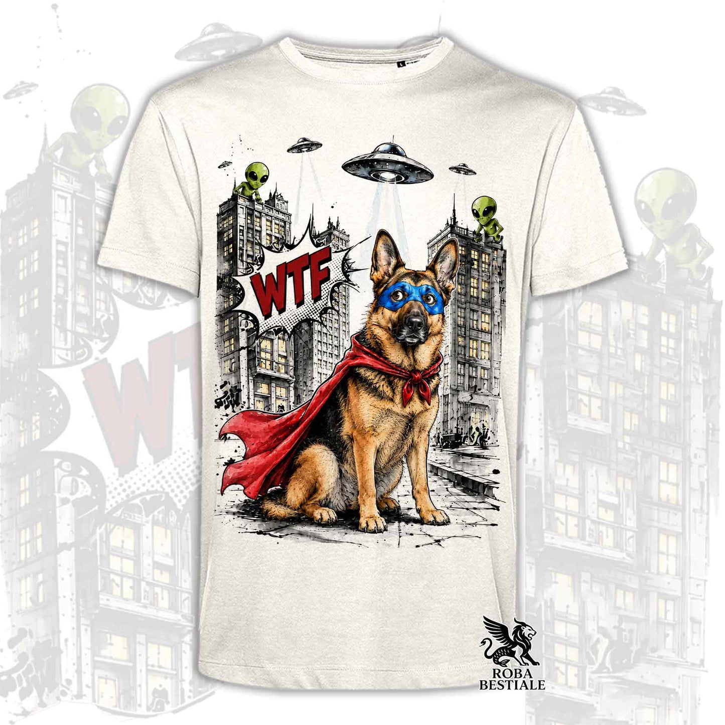 T-Shirt PASTORE TEDESCO a Pelo Corto Nero Focato - Collezione HERO