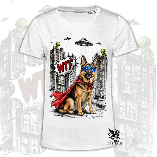 T-Shirt PASTORE TEDESCO a Pelo Corto Nero Focato - Collezione HERO