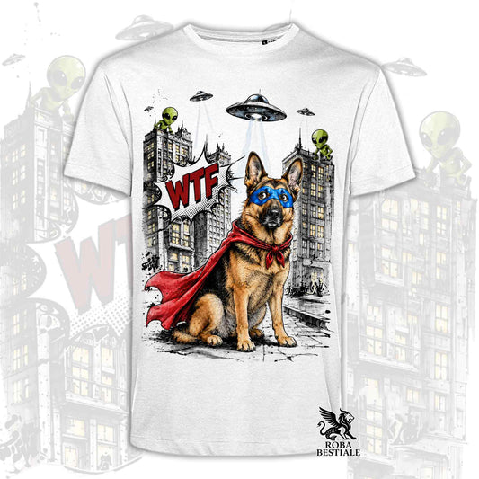 T-Shirt PASTORE TEDESCO a Pelo Corto Nero Focato - Collezione HERO