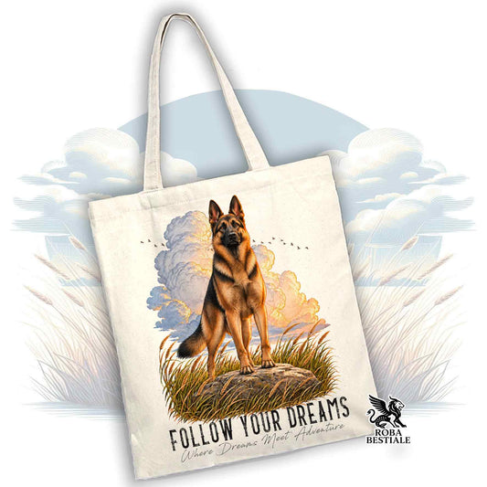 Tote Bag PASTORE TEDESCO a Pelo Corto Nero Focato - Collezione Dream