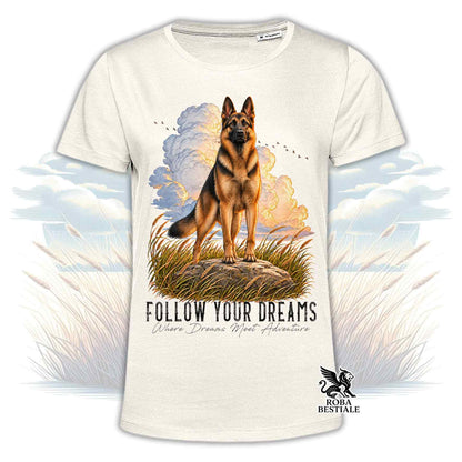 T-Shirt PASTORE TEDESCO a Pelo Corto Nero Focato - Collezione Dream