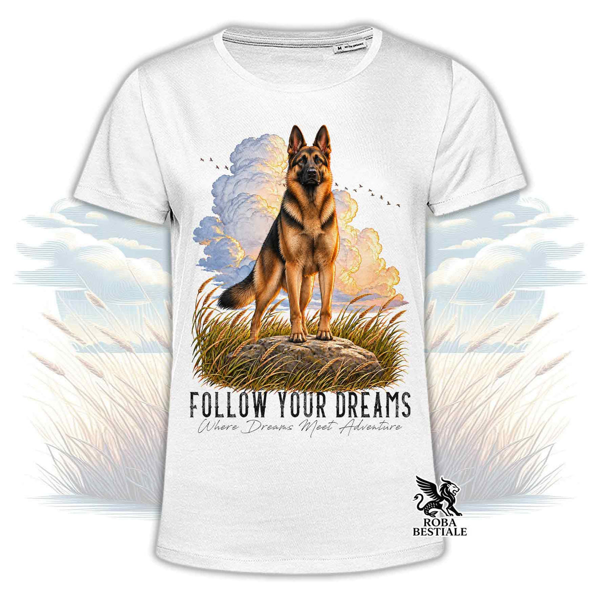 T-Shirt PASTORE TEDESCO a Pelo Corto Nero Focato - Collezione Dream