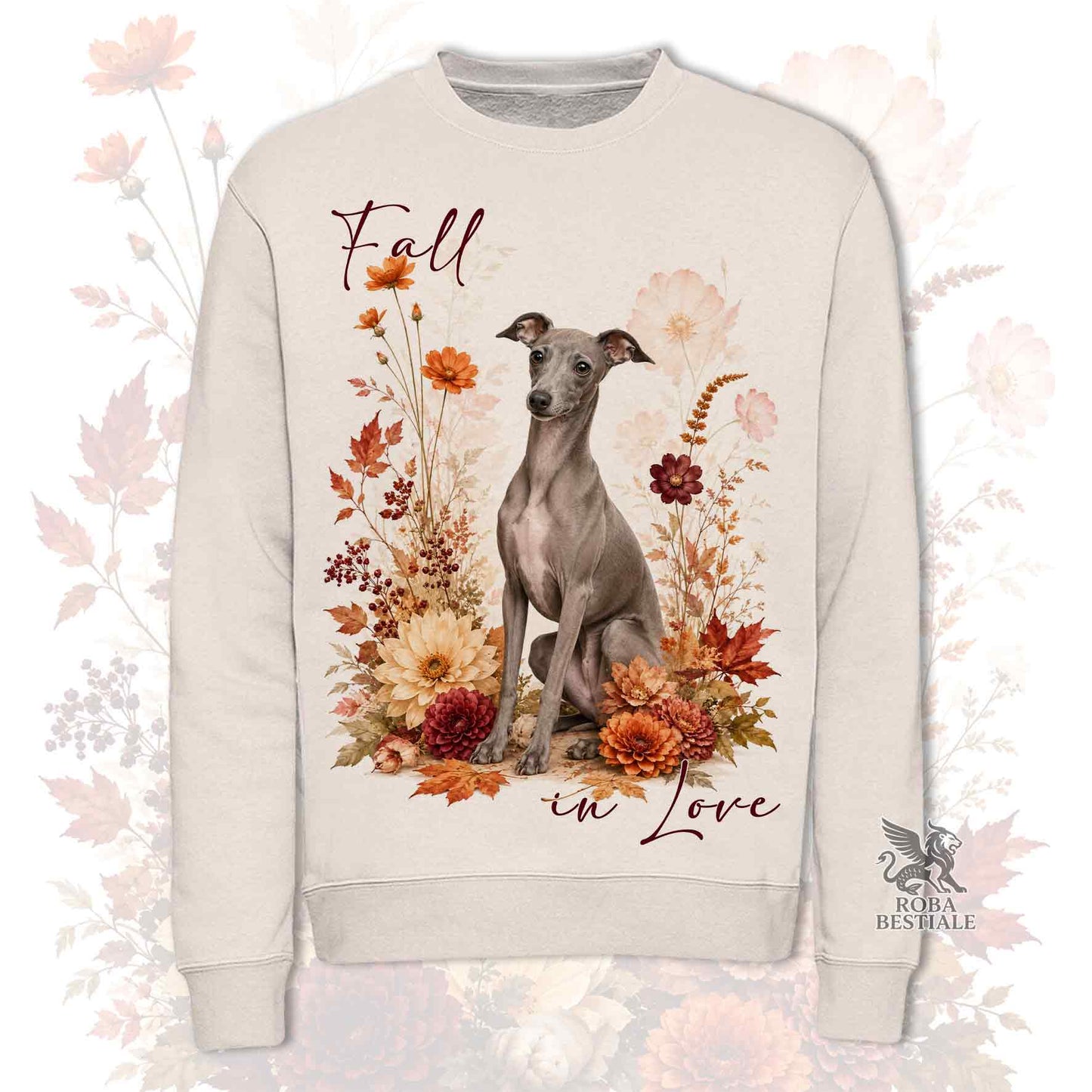 Felpa PICCOLO LEVRIERO ITALIANO Grigio - Girocollo - Collezione Fall...in Love