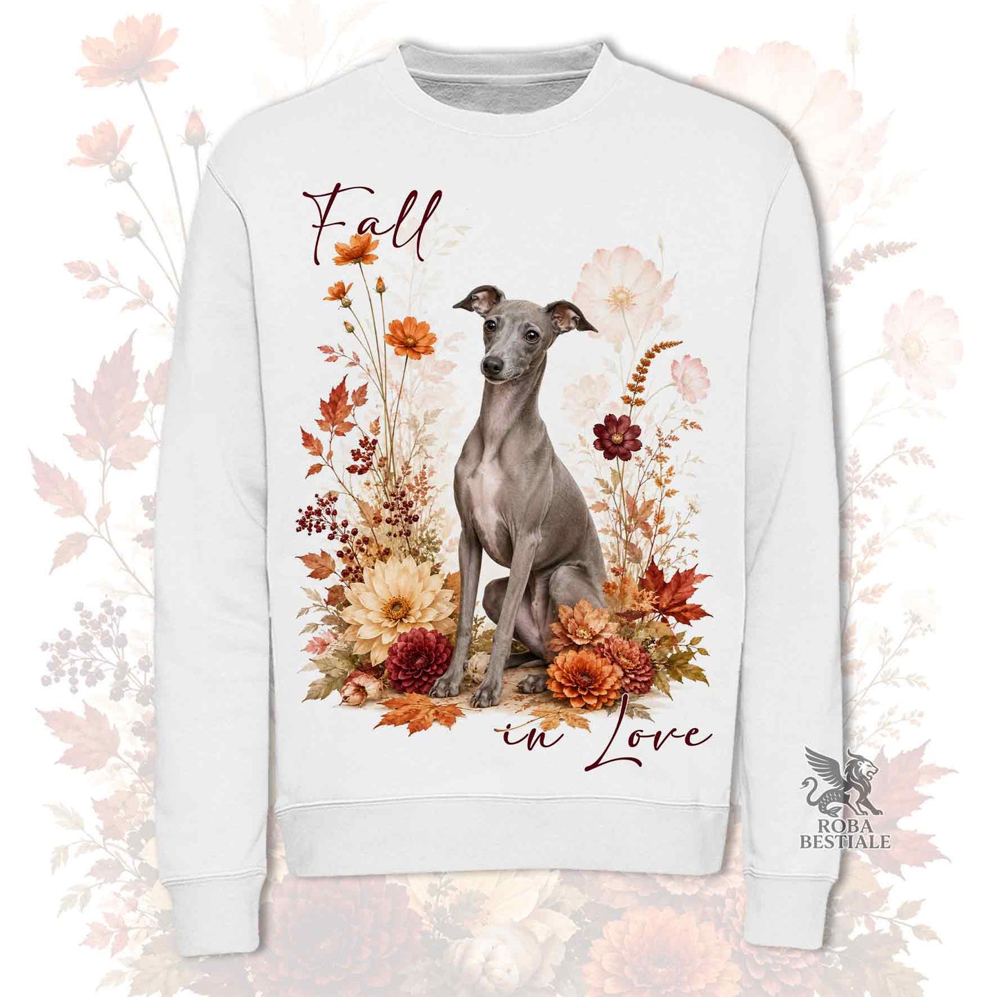 Felpa PICCOLO LEVRIERO ITALIANO Grigio - Girocollo - Collezione Fall...in Love
