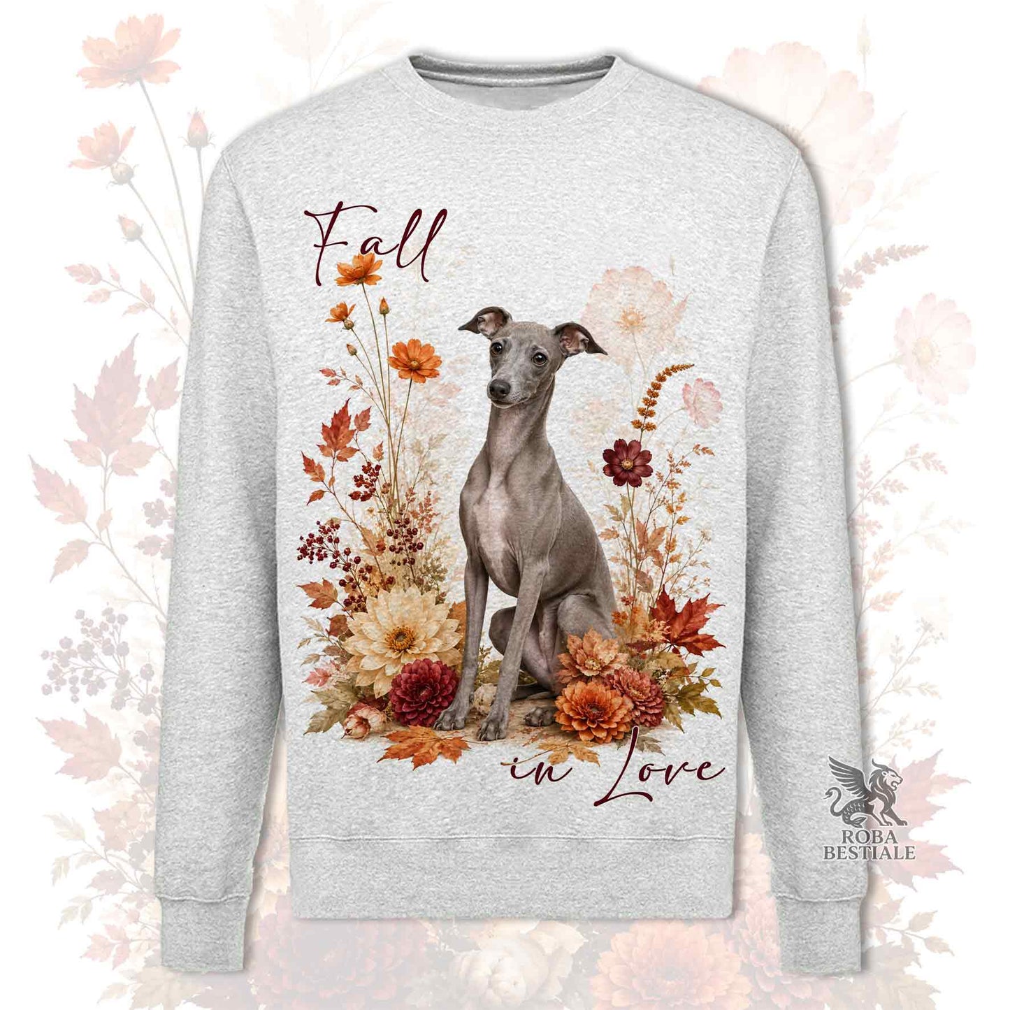Felpa PICCOLO LEVRIERO ITALIANO Grigio - Girocollo - Collezione Fall...in Love