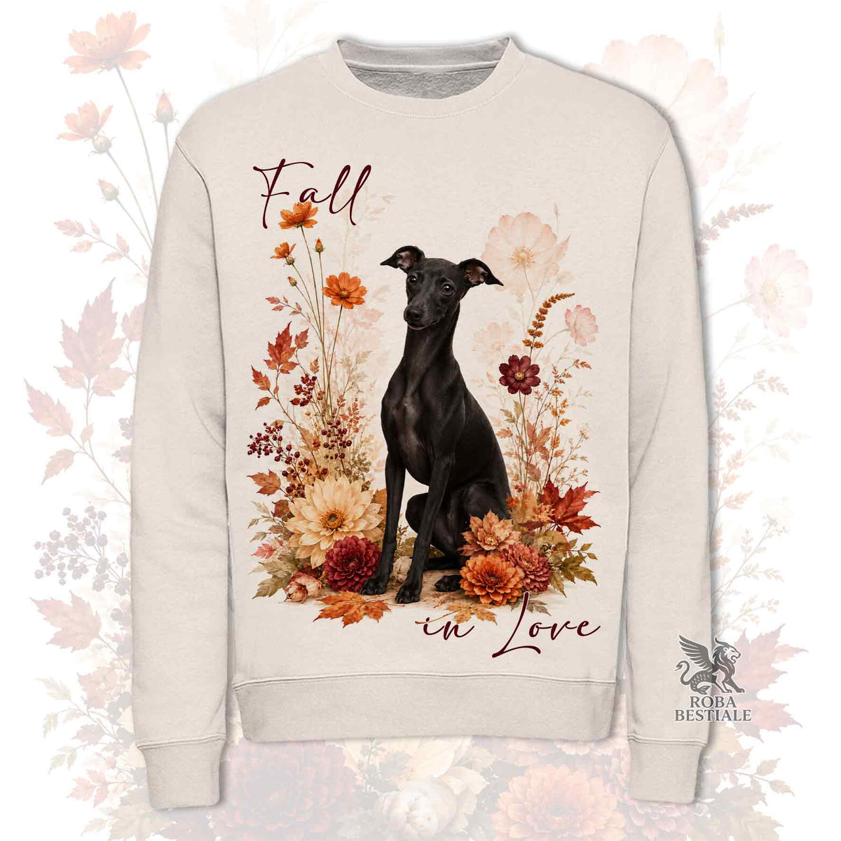 Felpa PICCOLO LEVRIERO ITALIANO Nero - Girocollo - Collezione Fall...in Love