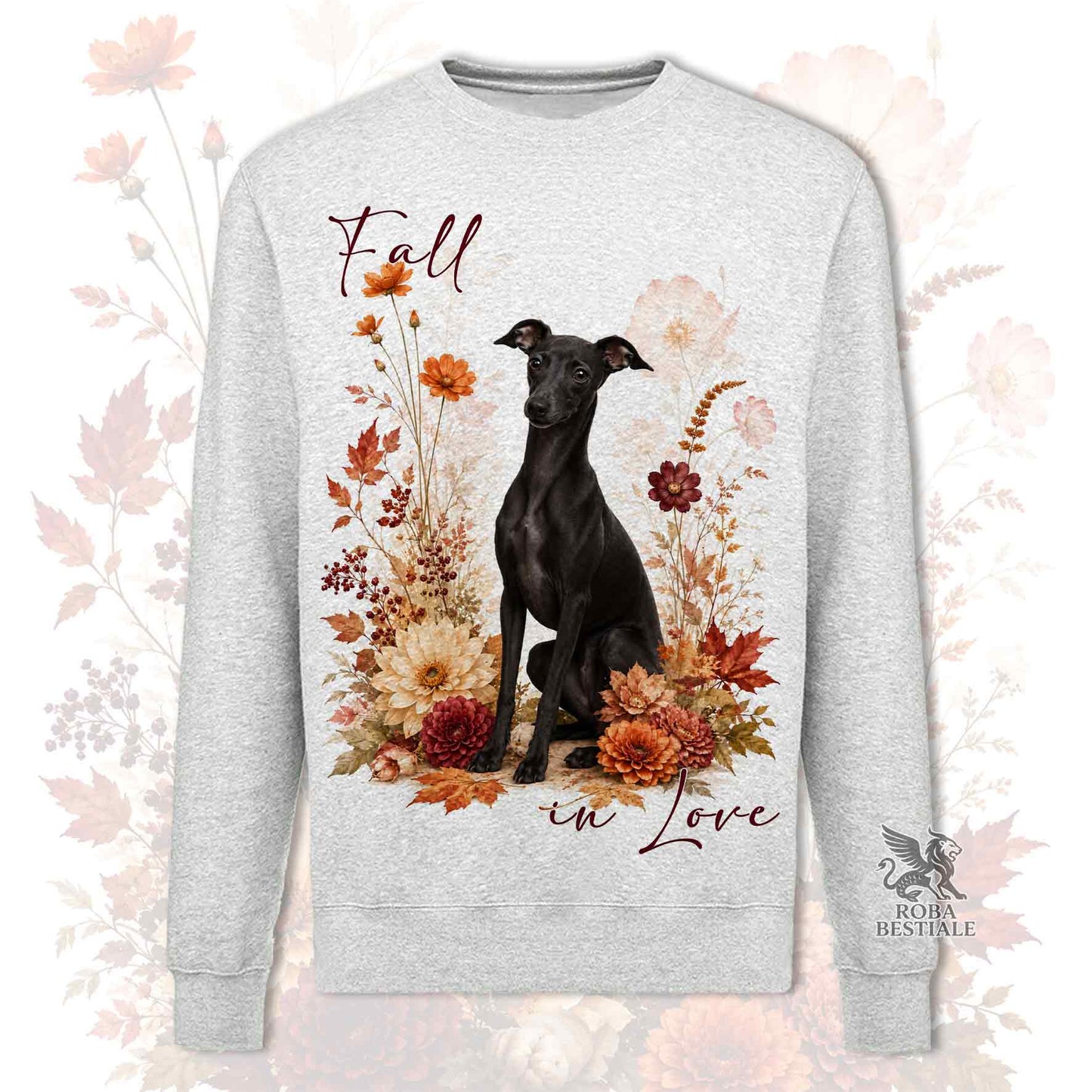 Felpa PICCOLO LEVRIERO ITALIANO Nero - Girocollo - Collezione Fall...in Love