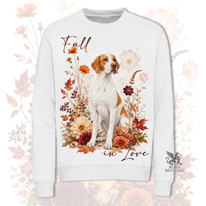 Felpa POINTER INGLESE Bianco e Arancio - Girocollo - Collezione Fall...in Love