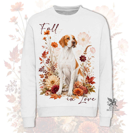 Felpa POINTER INGLESE Bianco e Arancio - Girocollo - Collezione Fall...in Love