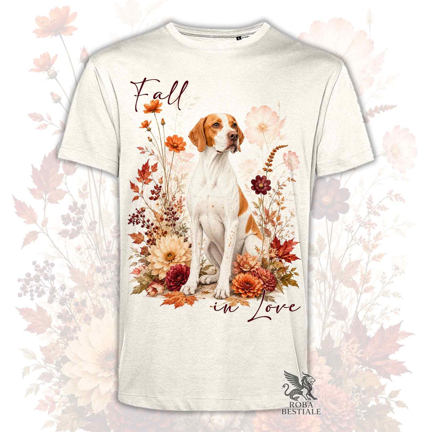T-Shirt POINTER INGLESE Bianco e Arancio - Collezione Fall...in Love