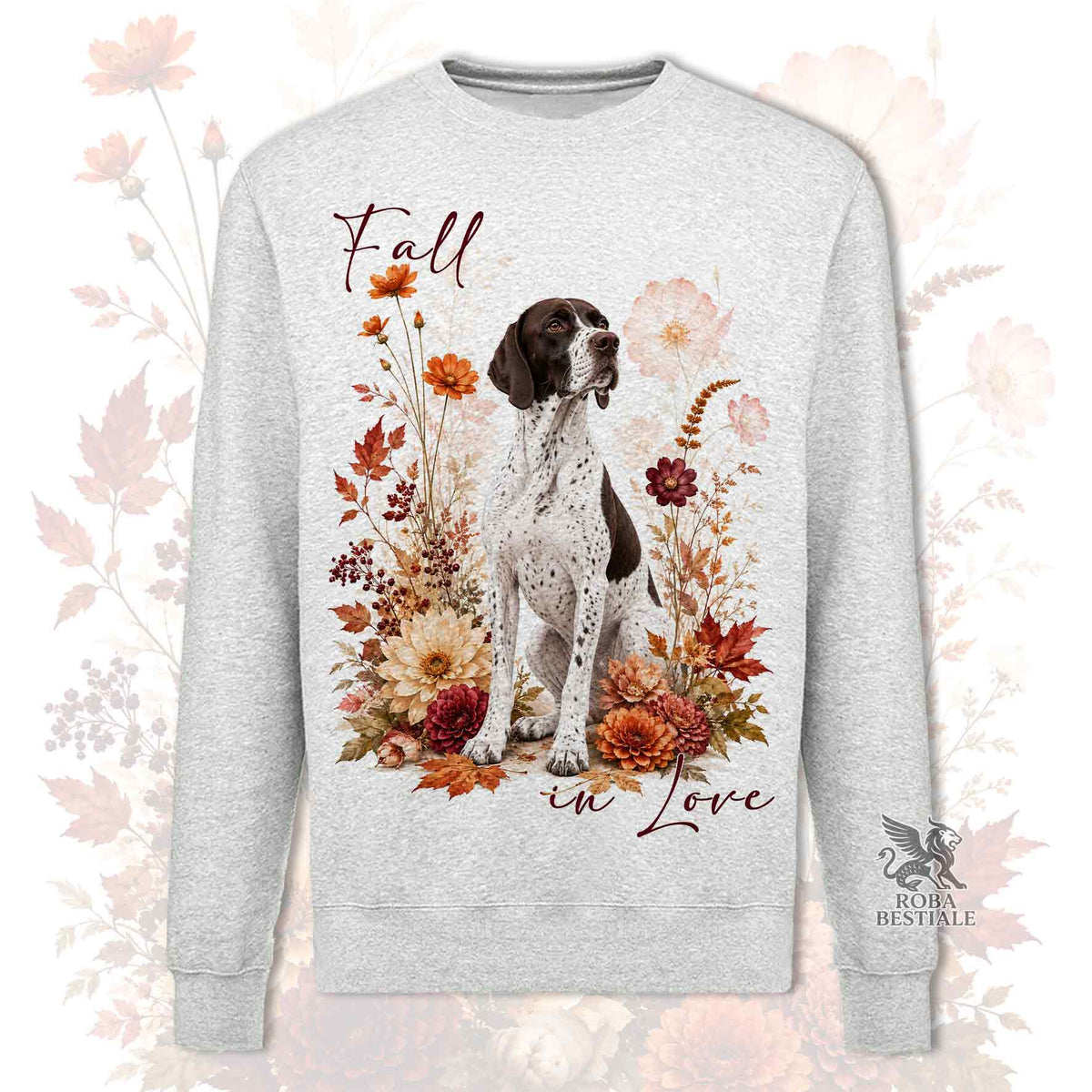 Felpa POINTER INGLESE Bianco e Fegato - Girocollo - Collezione Fall...in Love