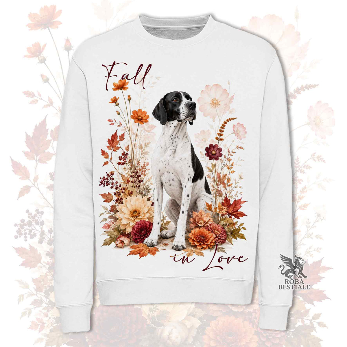 Felpa POINTER INGLESE Bianco e Nero - Girocollo - Collezione Fall...in Love