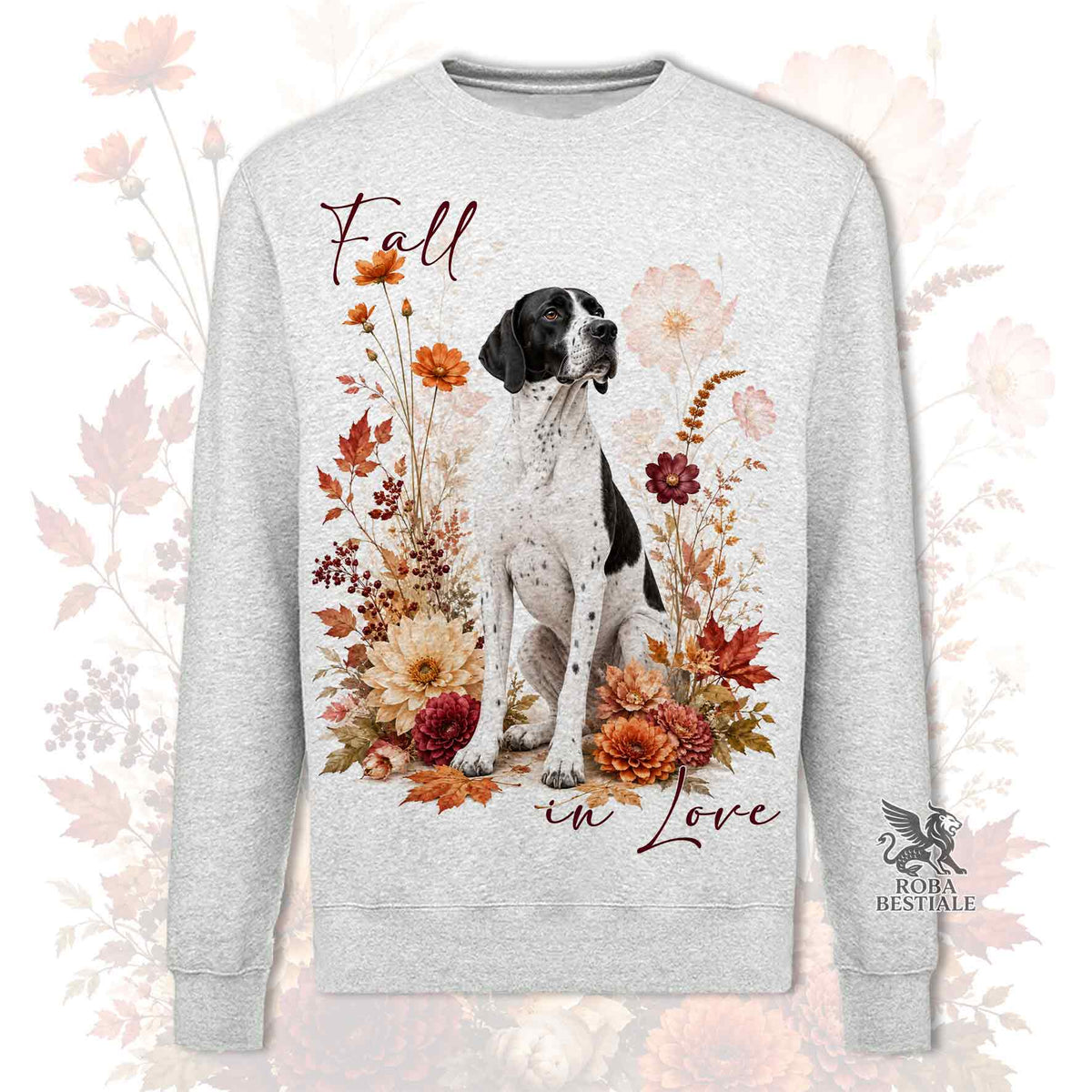 Felpa POINTER INGLESE Bianco e Nero - Girocollo - Collezione Fall...in Love
