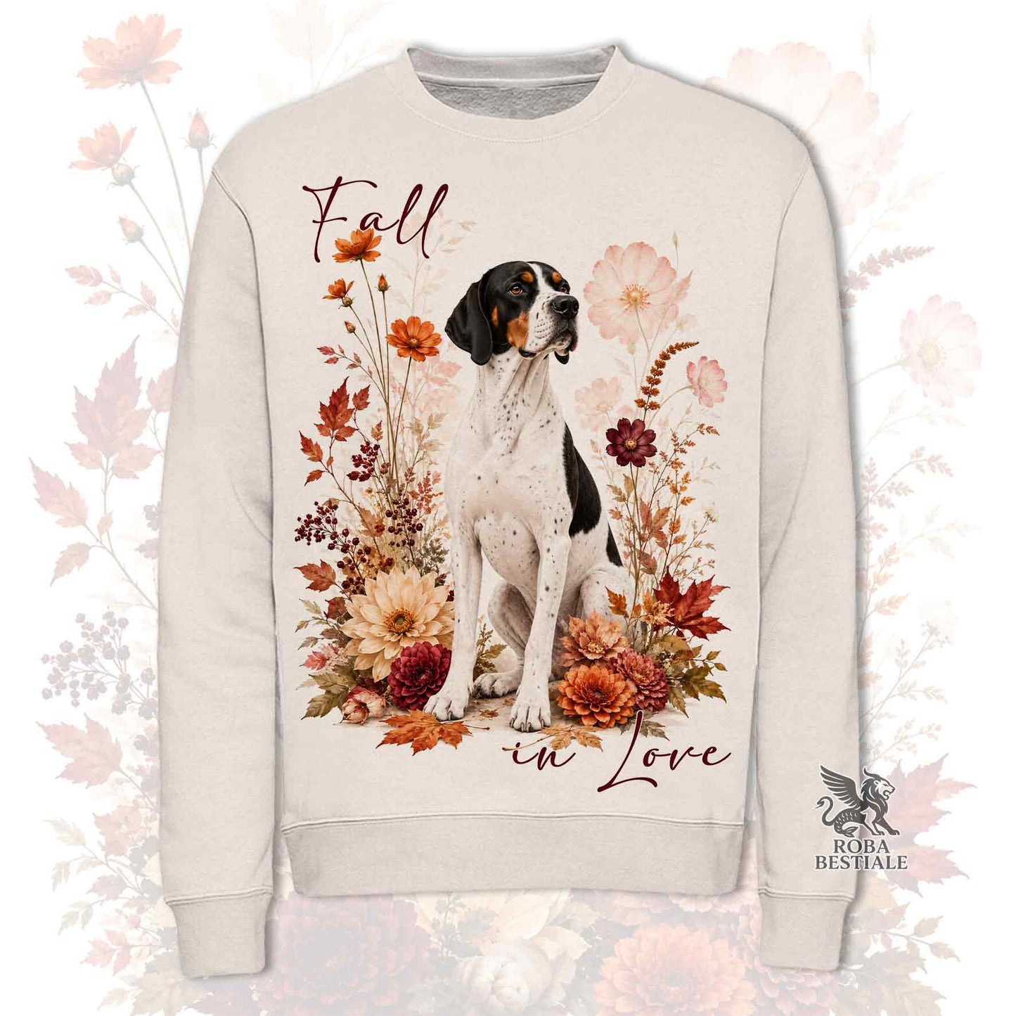 Felpa POINTER INGLESE Tricolore - Girocollo - Collezione Fall...in Love