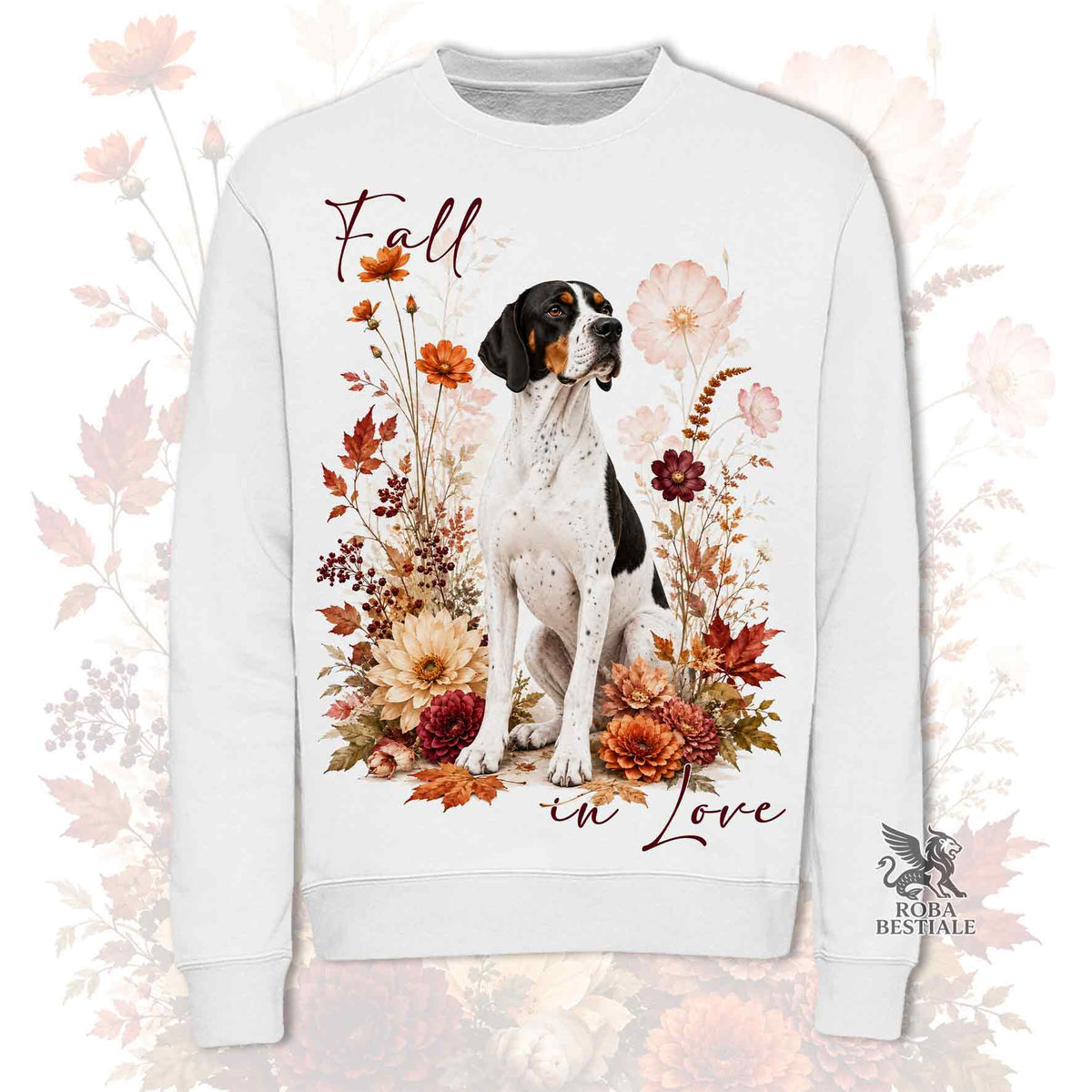 Felpa POINTER INGLESE Tricolore - Girocollo - Collezione Fall...in Love