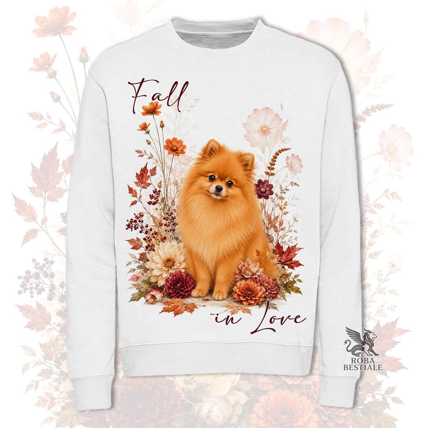 Felpa POMERANIA Arancio - Spitz Tedesco nano - Girocollo - Collezione Fall...in Love