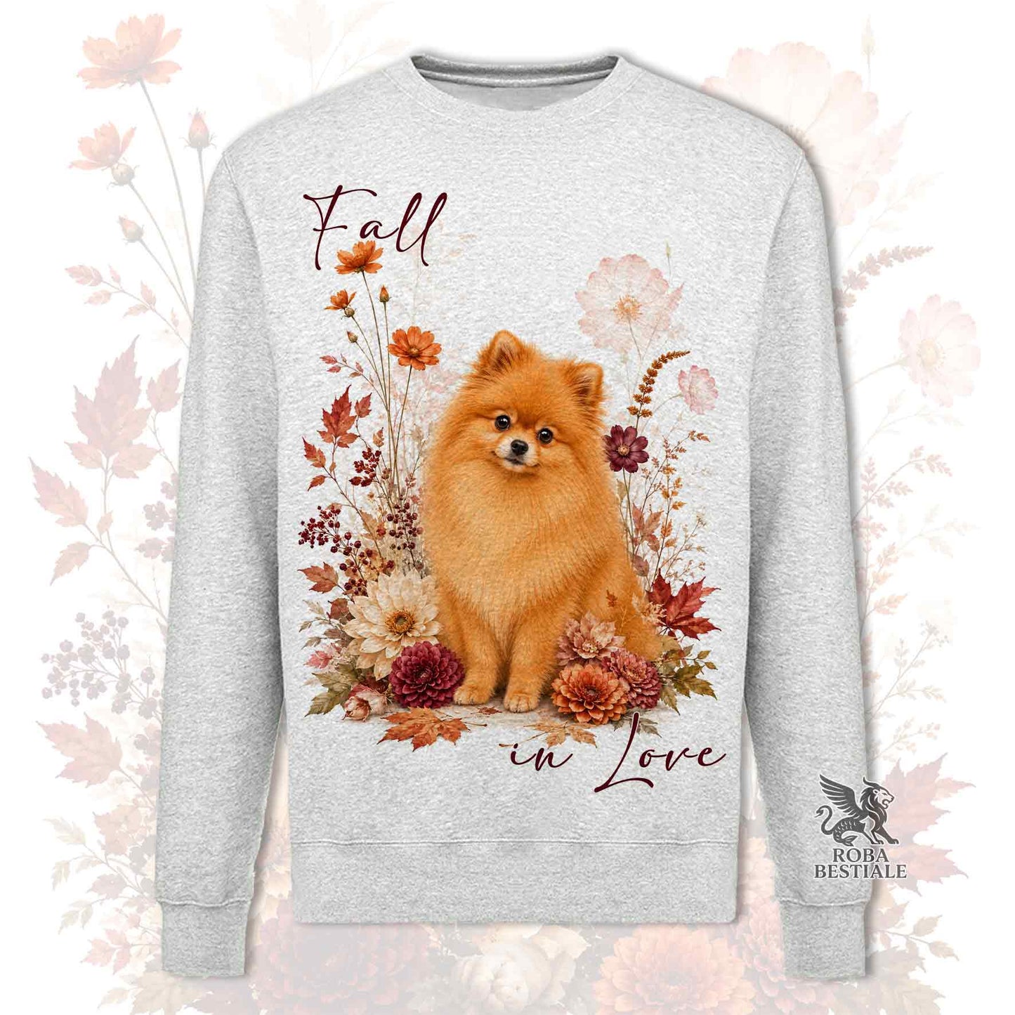 Felpa POMERANIA Arancio - Spitz Tedesco nano - Girocollo - Collezione Fall...in Love