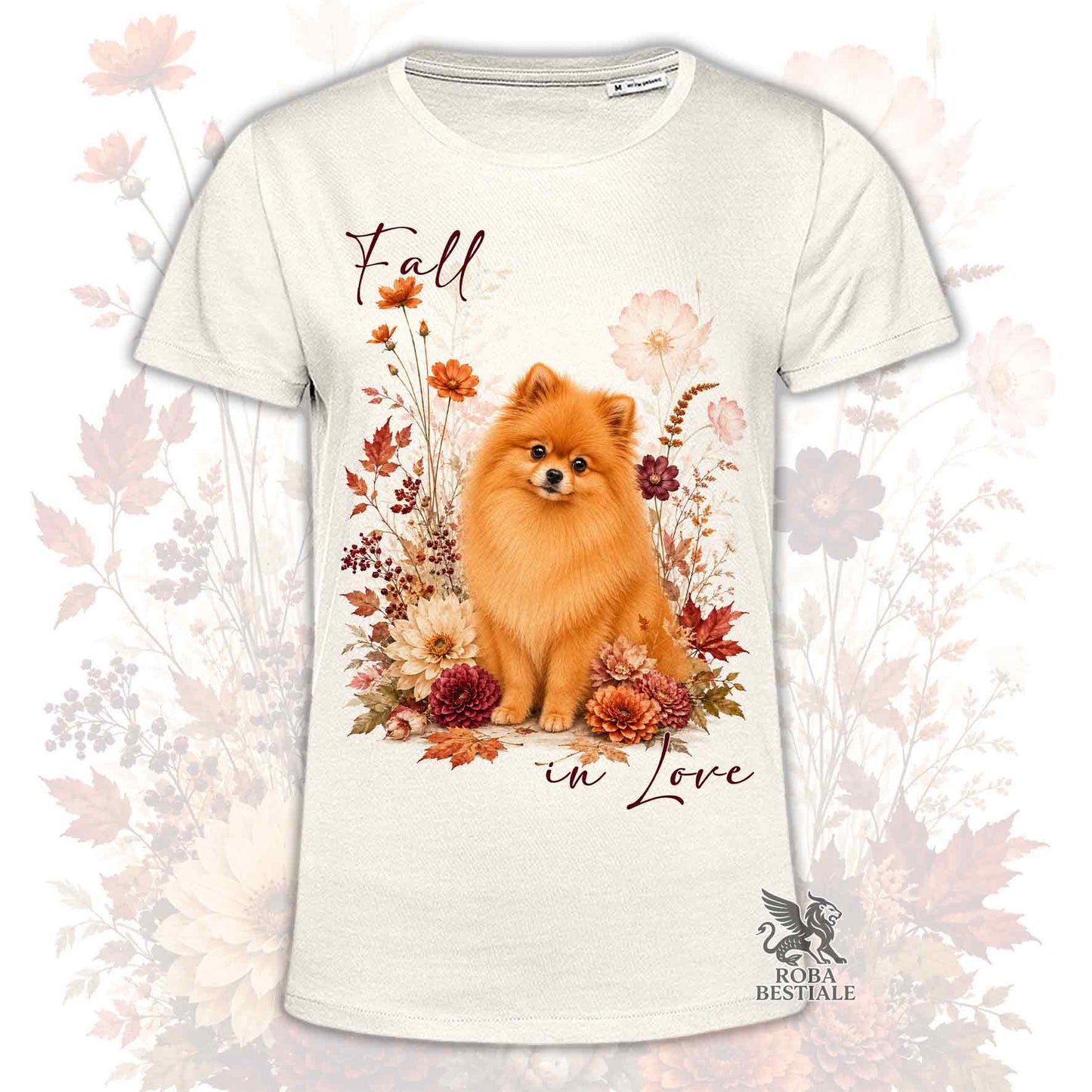 T-Shirt POMERANIA Arancio - Spitz Tedesco nano - Collezione Fall...in Love