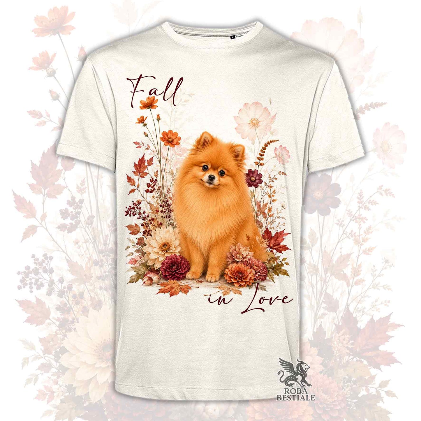 T-Shirt POMERANIA Arancio - Spitz Tedesco nano - Collezione Fall...in Love