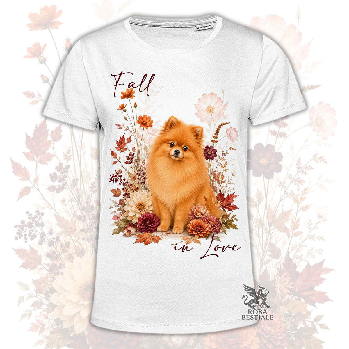 T-Shirt POMERANIA Arancio - Spitz Tedesco nano - Collezione Fall...in Love