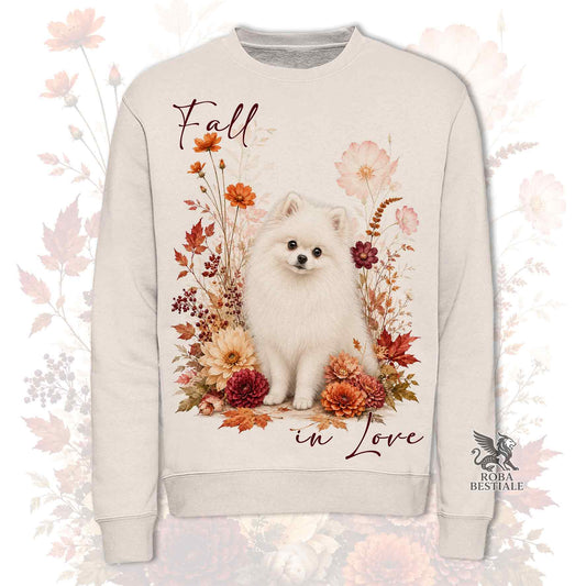 Felpa POMERANIA Bianco - Spitz Tedesco nano - Girocollo - Collezione Fall...in Love
