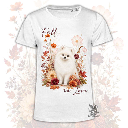 T-Shirt POMERANIA Bianco - Spitz Tedesco nano - Collezione Fall...in Love