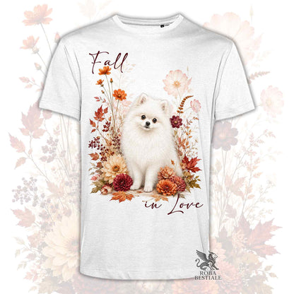 T-Shirt POMERANIA Bianco - Spitz Tedesco nano - Collezione Fall...in Love
