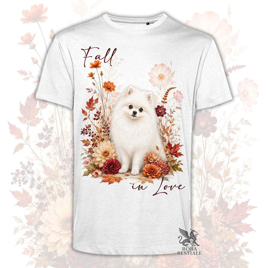 T-Shirt POMERANIA Bianco - Spitz Tedesco nano - Collezione Fall...in Love