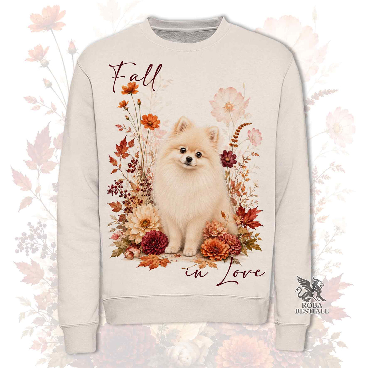 Felpa POMERANIA Crema - Spitz Tedesco nano - Girocollo - Collezione Fall...in Love