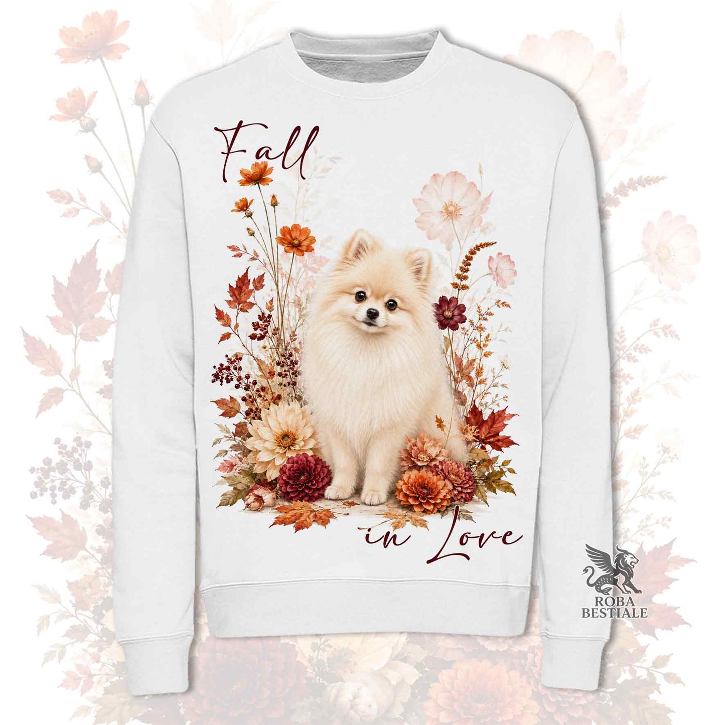 Felpa POMERANIA Crema - Spitz Tedesco nano - Girocollo - Collezione Fall...in Love