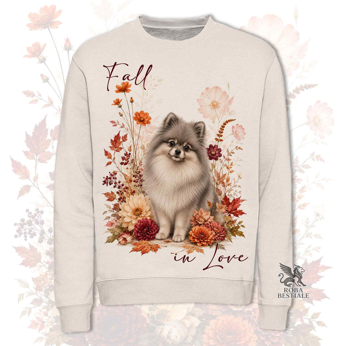 Felpa POMERANIA Grigio - Spitz Tedesco nano - Girocollo - Collezione Fall...in Love