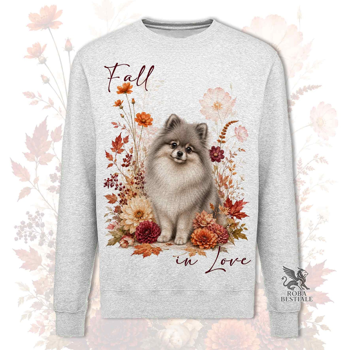 Felpa POMERANIA Grigio - Spitz Tedesco nano - Girocollo - Collezione Fall...in Love