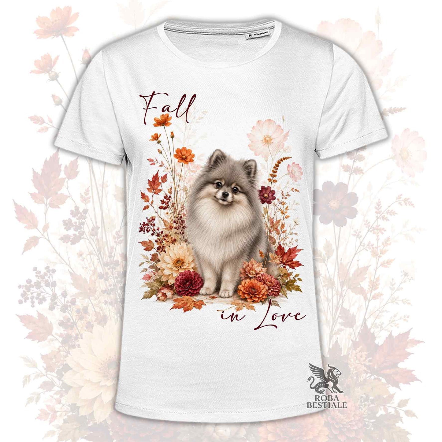 T-Shirt POMERANIA Grigio - Spitz Tedesco nano - Collezione Fall...in Love