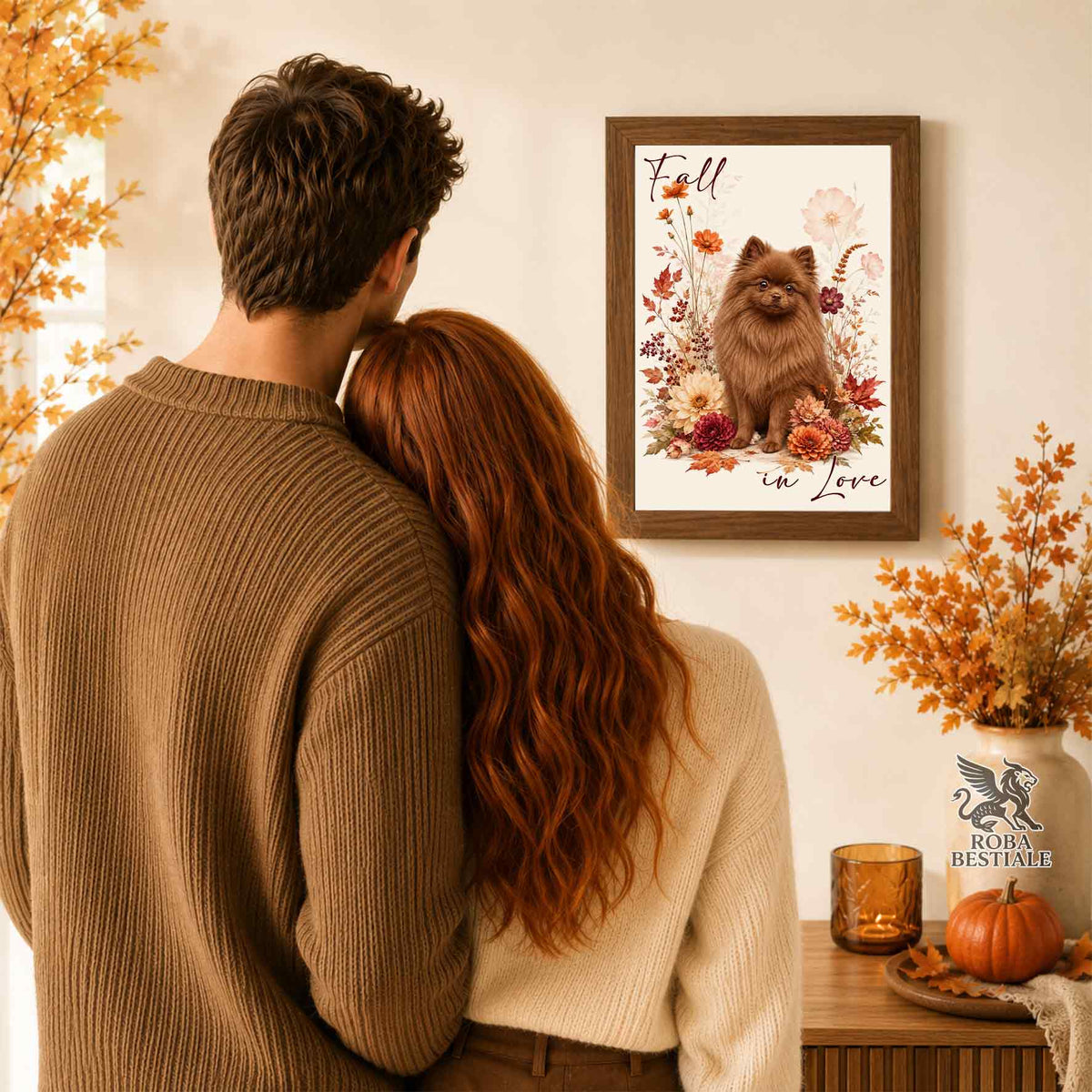 Quadretto POMERANIA Marrone - Spitz Tedesco nano - Collezione Fall...in Love