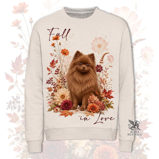 Felpa POMERANIA Marrone - Spitz Tedesco nano - Girocollo - Collezione Fall...in Love