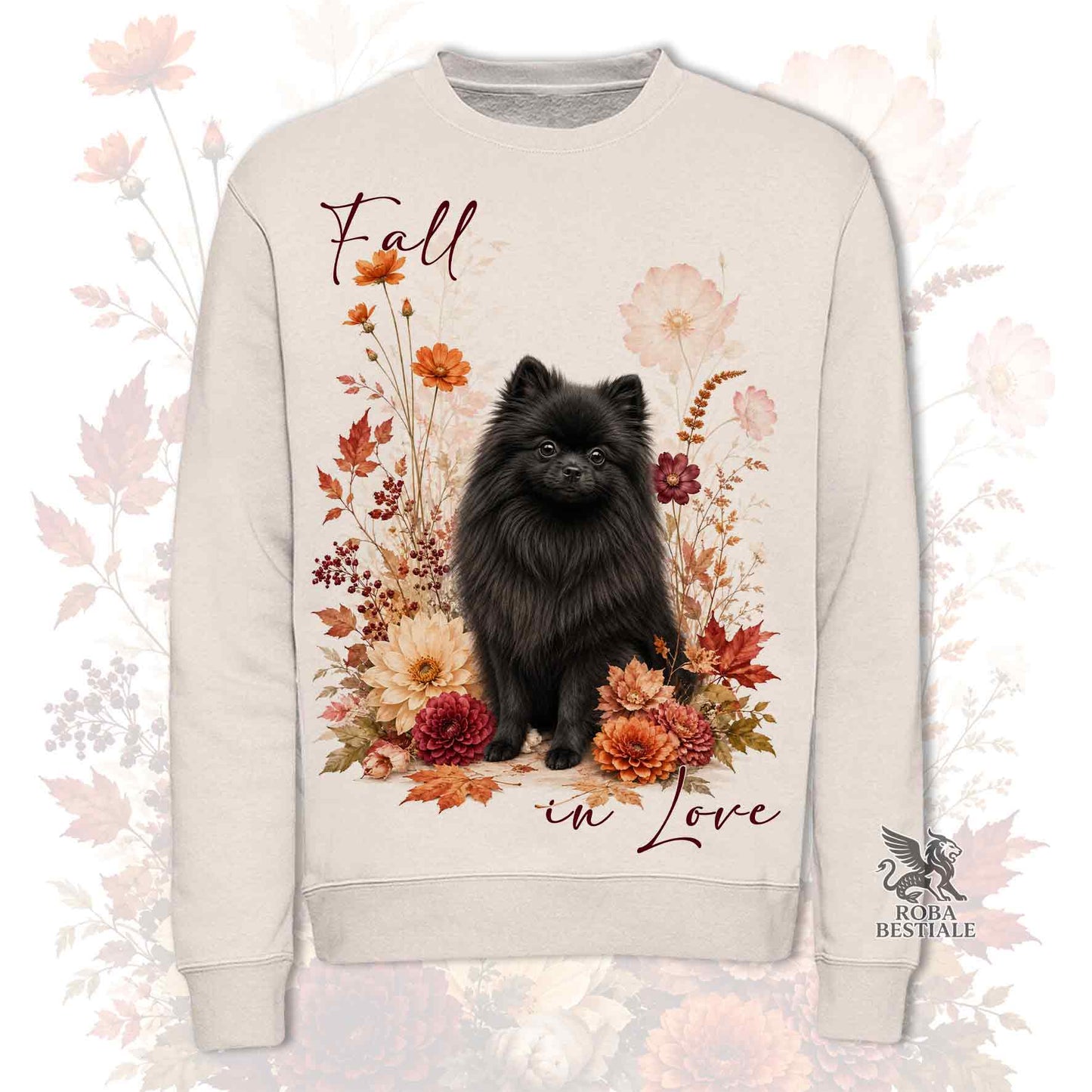 Felpa POMERANIA Nero - Spitz Tedesco nano - Girocollo - Collezione Fall...in Love